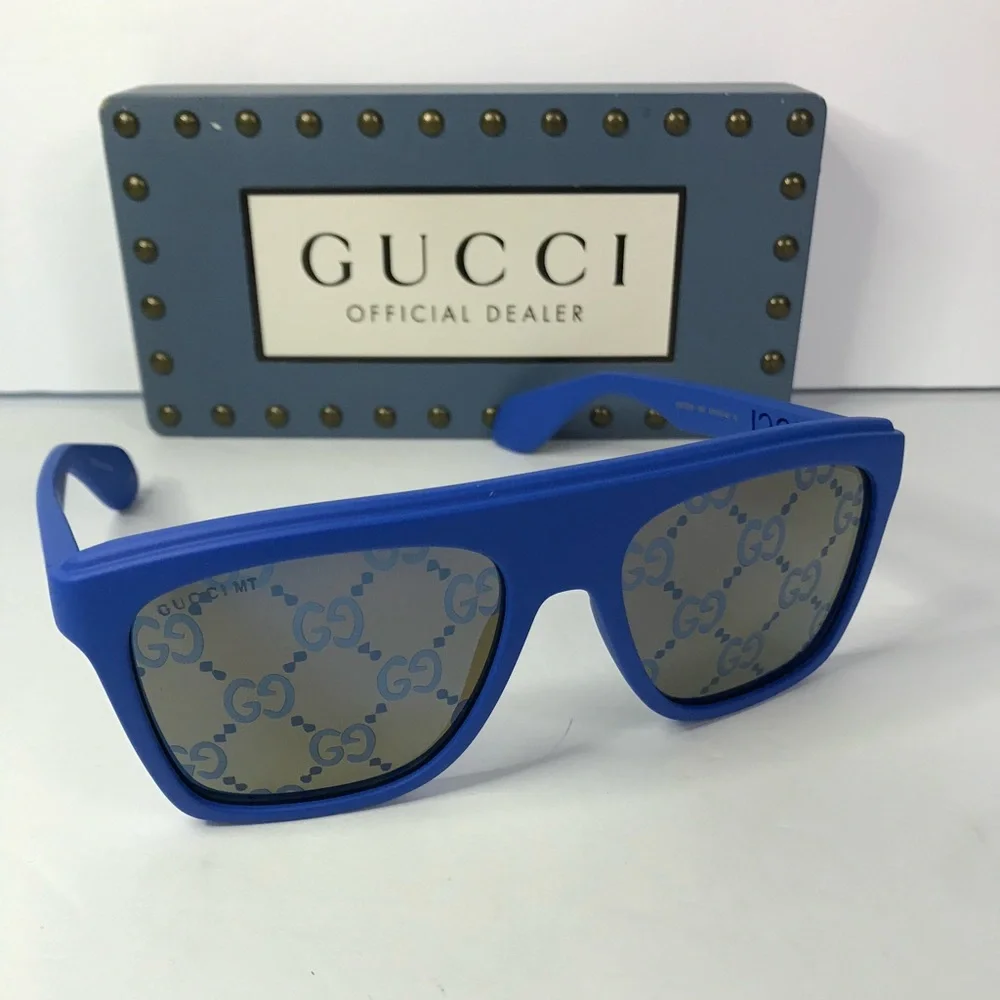 NEW Gucci GG1570S - 004 Blue Sunglasses - Picture 3 of 11